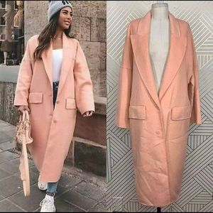 NWT Zara Double Breasted Oversized Coat in Tangerine Size US Medium